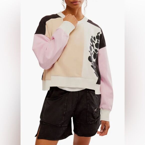 Free People Free Movement Colorblock Graphic Sweatshirt - Picture 1 of 7
